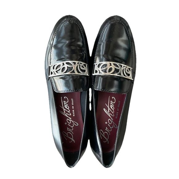 Brighton Island Leather Loafers in Black Size 8.5 Made in Italy - Picture 1 of 3